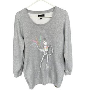 Urban Outfitters‎ Insight Sweater Womens Size 8 Gray Skeleton Tunic Sweatshirt